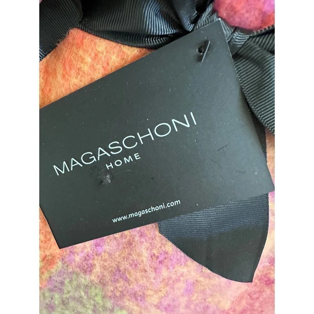 Magaschoni Faux Mohair Throw 50x60 Fringed Hot pink Orange Purple NWT
